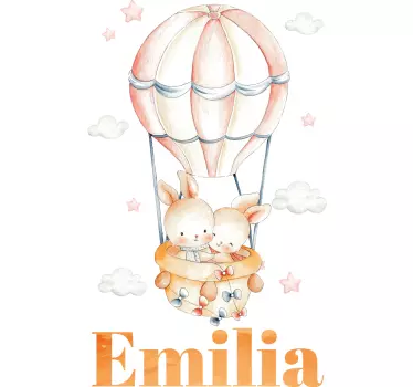 Pastelni balon s sladkimi živalmi ilustracija stenska umetnost - TenStickers