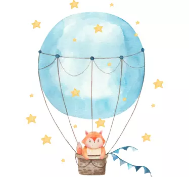 Lisica z zvezdami in dekor živalskih sten z zračnim balonom - TenStickers