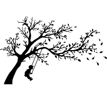 Otroci swing drevesne stenske nalepke - TenStickers