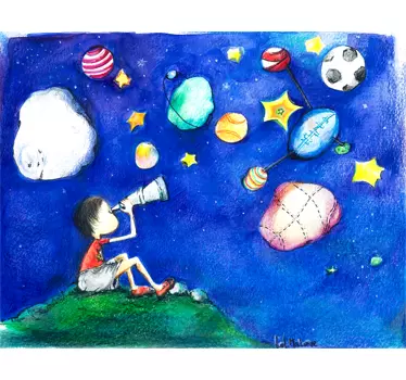 Otroci zvezdnato nebo ilustracija zidna stena - TenStickers