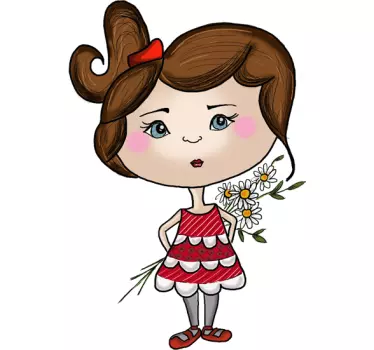 Nalepka za deklico, ki skriva rože - TenStickers