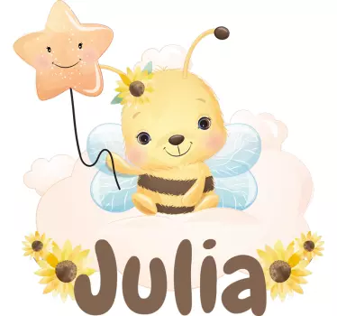 Luštna čebela živali z imenom otroška spalnica stenska nalepka - TenStickers