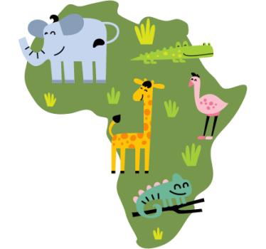 Nalepka stene zemljevida afriških živali - TenStickers