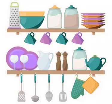Vibrant kitchenware showcase nalepka za kuhinjo - TenStickers