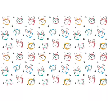 Nalepka divje živali vzorec sova zajec - TenStickers