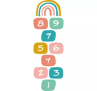 Hopscotch z regenbomomHopscotch z dvojno črto z barvnim vzorcem.  - TenStickers
