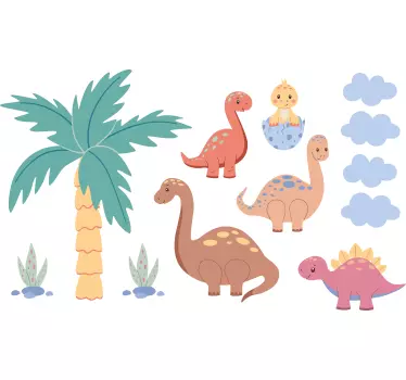 Ljubki dinozavri otroška nalepka za steno - TenStickers