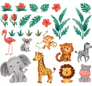 Ljubke safari živali otroška nalepka za steno - TenStickers