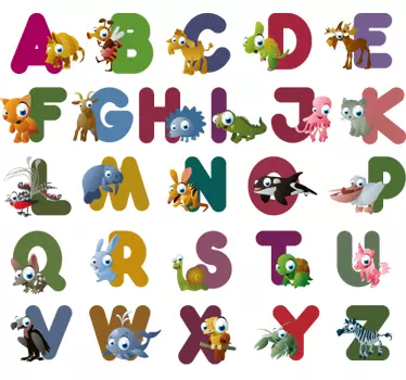 Abeceda z nalepkami živali z otroki - TenStickers