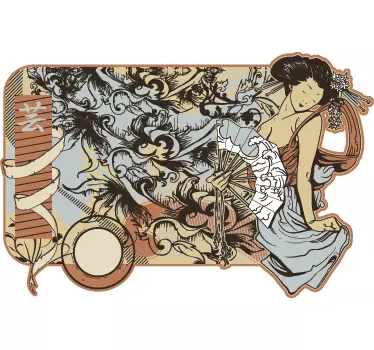 Japonska nakiyo-e modernistična stenska nalepka - TenStickers