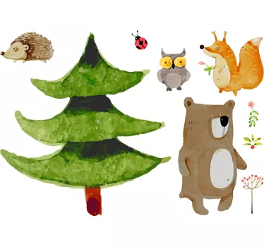 Nalepka na steni gozdnih živali - TenStickers