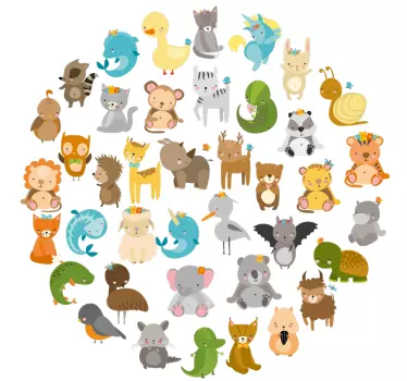 Nalepka za krožno steno živali živali - TenStickers