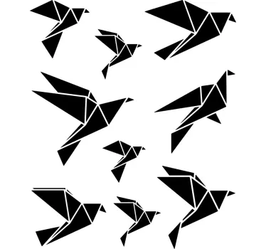 Nalepka za stene origami ptic - TenStickers