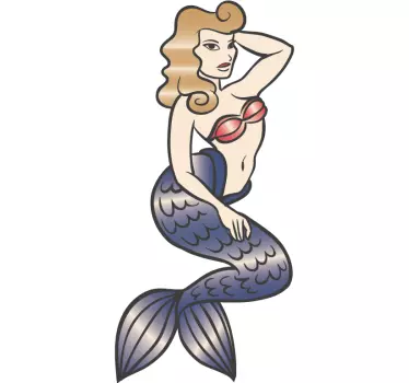 Nalepka za steno tatoo morska deklica - TenStickers