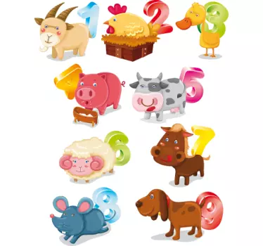 Nalepka živali in številk otrok - TenStickers