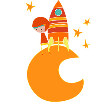 Oranžna stena nalepke astronavta - TenStickers