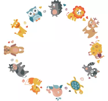 Otroci živalska krog stenska nalepka - TenStickers