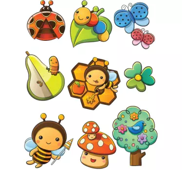 Otroške žuželke in cvetje stenske nalepke - TenStickers