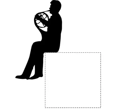Silhueta moški, ki igra nalepko z rogovjem - TenStickers