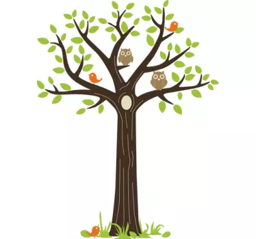 Sove na drevesni steni - TenStickers