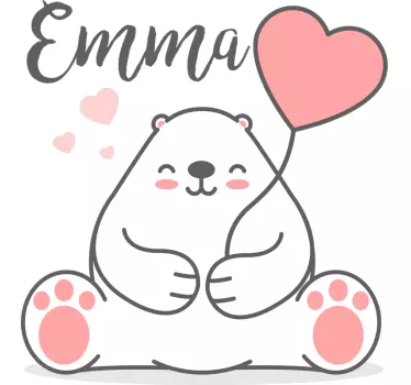Srčkan medved z imenom, prilagodljivo stensko nalepko - TenStickers
