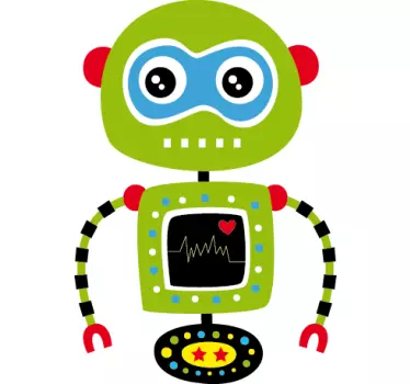 Zelena robotska otroška nalepka - TenStickers