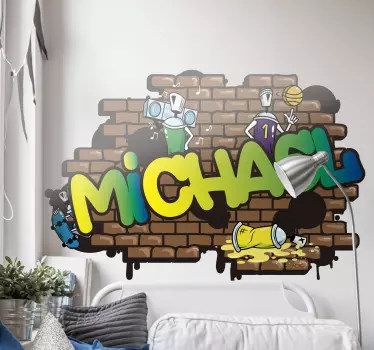 Grafiti ime opeka tapeta urban decal - TenStickers