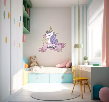 Osebni otroci imenujejo unicorn steno nalepko - TenStickers