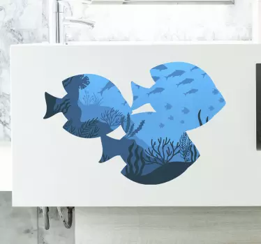 Akvarij ribja kopalnica stenska nalepka - TenStickers
