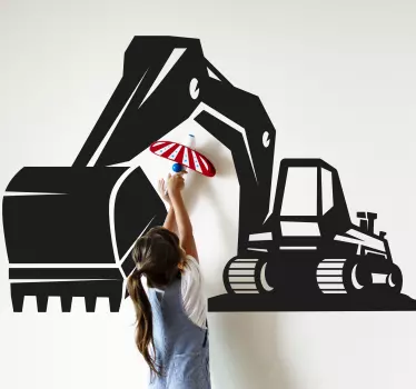 Bager velika črna otroška stenska nalepka za spalnico - TenStickers