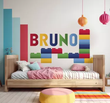 Barvni bloki z imenom otroška nalepka za steno - TenStickers