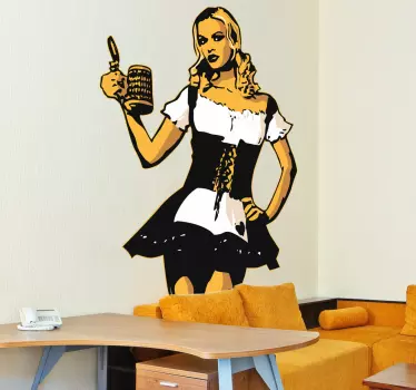 Barvno pivo dekle decal - TenStickers