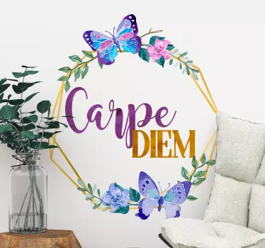 Carpe diem s cvetjem besedila nalepko - TenStickers