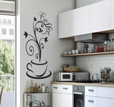 "Črte kave""Črte kave" stenske nalepka za kuhinjo - TenStickers