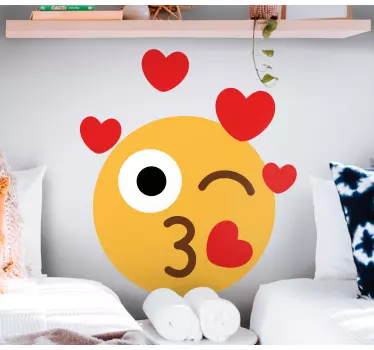 čustveni simbol, ki pošilja poljube v srca nalepke za tapeta - TenStickers