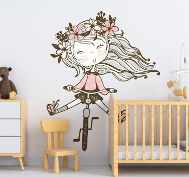 Cvetlično vodeno dekle ilustracija stenska umetnost - TenStickers