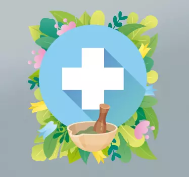 Cvetna lekarna nalepka čez okno - TenStickers