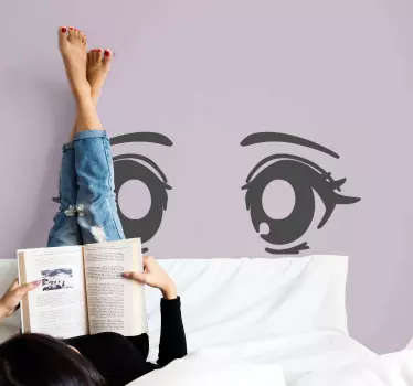 Dekle anime oči znak stenske nalepke - TenStickers
