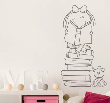 Dekle bere knjigo otroka steno nalepke - TenStickers