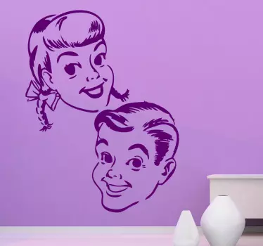 Dekle in fant retro decal - TenStickers