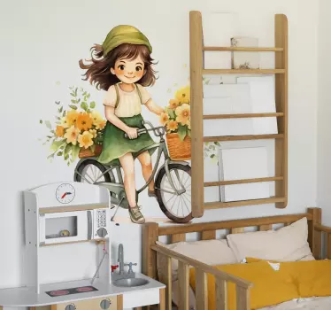 Dekle, ki vozi kolo ilustracija na nalepka - TenStickers