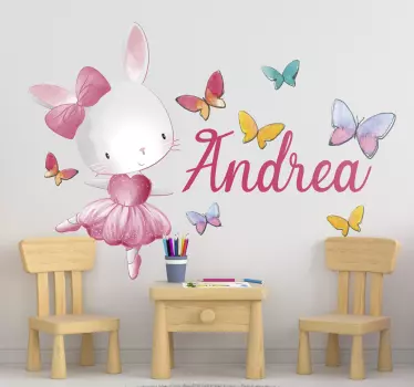 Dekle ples balet z imenom ilustracijo decal - TenStickers