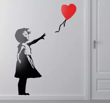 Dekle z rdečim srcem balon silhueta decal - TenStickers
