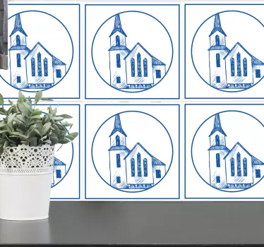 Delfts modra cerkev ploščic prenos - TenStickers
