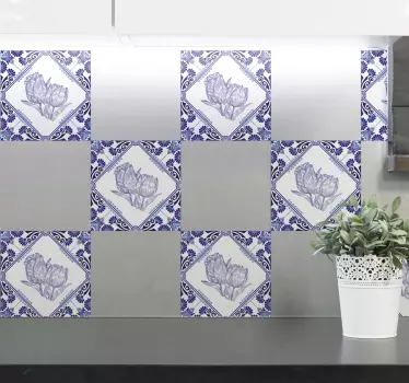Delfts modri tulipani ploščice za prenos ploščic - TenStickers