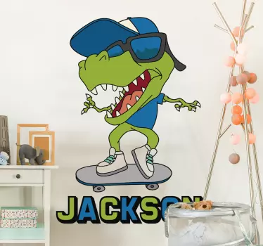 Dino skate z imenom dekor za stene - TenStickers