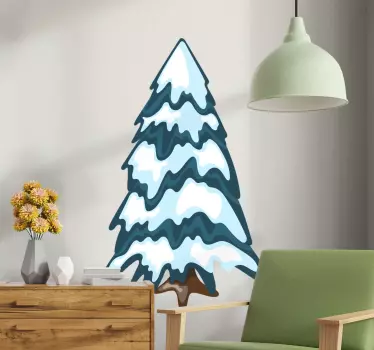 Drevo pokrito s snežnimi stenskimi nalepkami - TenStickers