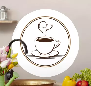 Elegantna skodelica kave z nalepko za srce - TenStickers