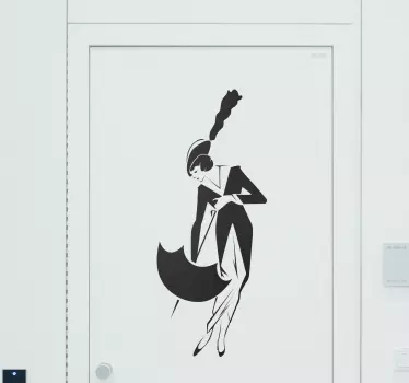 Elegantna ženska z nalepko za dežnik - TenStickers