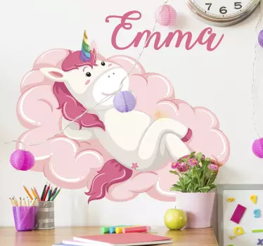 Enorog z imenom pravljični stenski nalepki - TenStickers